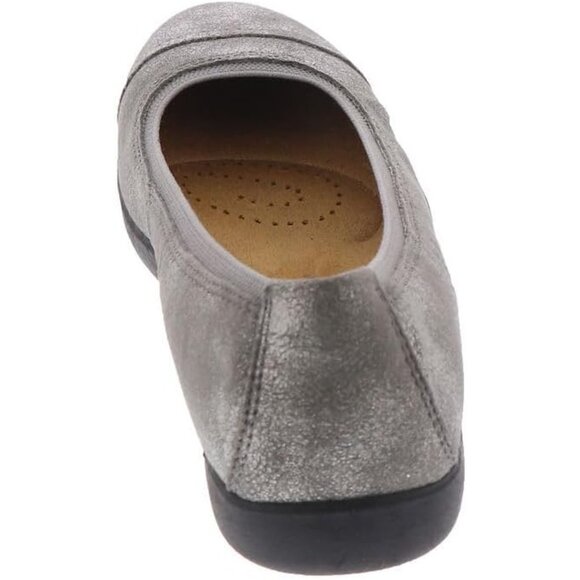 Clarks Womens Pewter Leather Closed Pointed Toe Meadow Opal Ballet Flat Shoes - Picture 7 of 7